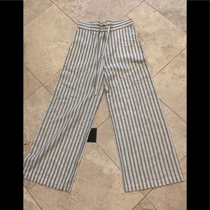 Doen linen stripped tie trousers